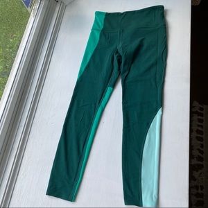 Athleta Colorblock Asym Green 7/8 Legging - Small
